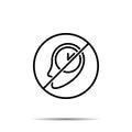 No brain, clock icon. Simple thin line, outline vector of time ban, prohibition, embargo, interdict, forbiddance icons for ui and