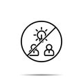 No brainstorm, light, workers icon. Simple thin line, outline vector of project management ban, prohibition, embargo, interdict, Royalty Free Stock Photo