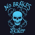 No brakes skater graphic for t-shirt,tee design,poster,emblem,ve