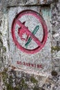 No buring sign in the forest outdoors