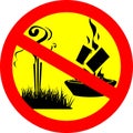 No burning of joss papers and sticks on grass allowed warning sign vector graphics