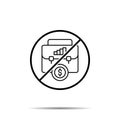 No Business, bag, analytics, dollar icon. Simple thin line, outline vector of saving money ban, prohibition, embargo, interdict, Royalty Free Stock Photo