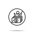 No business, dollar, up icon. Simple thin line, outline vector of project management ban, prohibition, embargo, interdict,