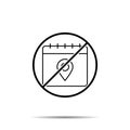 No calendar, location icon. Simple thin line, outline vector of calendar ban, prohibition, embargo, interdict, forbiddance icons Royalty Free Stock Photo