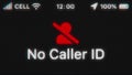 No Caller ID appear on old display. Pixeled text animation with phone hud. Red stroked user icon.