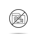 No camera, folder, cinema icon. Simple thin line, outline vector of cinema ban, prohibition, embargo, interdict, forbiddance icons