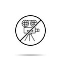 No camera icon. Simple thin line, outline vector of cinema ban, prohibition, embargo, interdict, forbiddance icons for ui and ux,