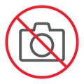 No camera line icon, prohibition and forbidden Royalty Free Stock Photo