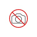 No camera line icon, prohibition sign, forbidden Royalty Free Stock Photo