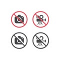 No camera and no video red prohibition sign