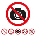 No camera sign on white background. Royalty Free Stock Photo