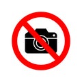 No camera SLR. sign,camera or photo,record,video recording isolated on white background,warning label icons Royalty Free Stock Photo