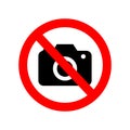 No camera SLR. sign,camera or photo,record,video recording isolated on white background,warning label icons Royalty Free Stock Photo