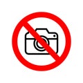 No camera SLR. sign,camera or photo,record,video recording isolated on white background,warning label icons Royalty Free Stock Photo