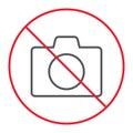 No camera thn line icon, prohibition and forbidden Royalty Free Stock Photo