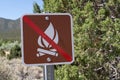 No campfires fires sign allowed. Sunny day, room for copy space Royalty Free Stock Photo