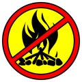 No campfires warning sign vector logo illustration design