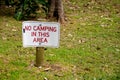 No camping in this area sign on a green grass Royalty Free Stock Photo