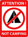 No camping prohibited symbol. Vector.