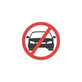 No car or no parking traffic sign, prohibit sign, vector illustration