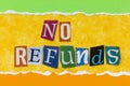 No cash refunds buy back guarantee business tax refund Royalty Free Stock Photo