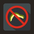 No caterpillar sign icon in flat style
