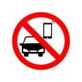 No cell phone while driving sign.