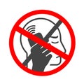 No cell phone. Forbidden Mobile phone ringing or vibrating flat icon for apps or websites Royalty Free Stock Photo