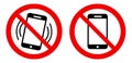 No cell phone - Mobile phone forbidden - mute sign