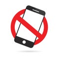 No cell phone sign. Mobile Phone prohibited. Vector illustration. Royalty Free Stock Photo