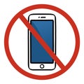 No cell phone sign on white background