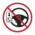 No cell phone use while driving icon illustration Royalty Free Stock Photo