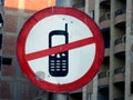 No cell phone use during driving sign, a traffic signboard shows that using a mobile phone is restricted and prohibited during Royalty Free Stock Photo