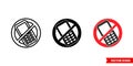 No cell phones allowed icon of 3 types color, black and white, outline. Isolated vector sign symbol. Royalty Free Stock Photo