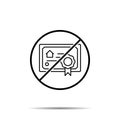 No certification, house icon. Simple thin line, outline vector of real estate ban, prohibition, embargo, interdict, forbiddance Royalty Free Stock Photo
