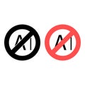 No character, text icon. Simple glyph, flat of text editor ban, prohibition, embargo, interdict, forbiddance icons for ui