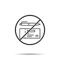 No Check book, pen icon. Simple thin line, outline vector of saving money ban, prohibition, embargo, interdict, forbiddance icons Royalty Free Stock Photo