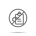 No checking, facture icon. Simple thin line, outline vector of project management ban, prohibition, embargo, interdict,