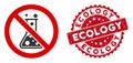 No Chemical Reaction Icon with Textured Ecology Stamp