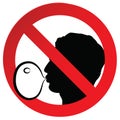 No chewing gum prohibited symbol sign on paper sticker, vector illustration against blowing a bubble gum Royalty Free Stock Photo