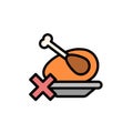 No chicken plate icon. Simple color with outline vector elements of vegetarian food icons for ui and ux, website or mobile