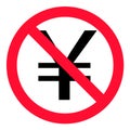 No China Yuan Renminbi CNY currency symbol. stop sign on CNY i