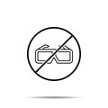 No cinema, glasses, 3d icon. Simple thin line, outline vector of cinema ban, prohibition, embargo, interdict, forbiddance icons