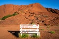 No climbers closure sign in front of the Uluru hiking path in NT Australia Royalty Free Stock Photo