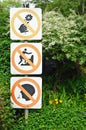 No climbing, no spitting, no deflower signs