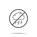 No cloud, lighting icon. Simple thin line, outline vector of autumn ban, prohibition, embargo, interdict, forbiddance icons for ui