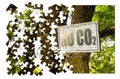 No CO2 sign indicating in the countryside - concept image in puzzle shape