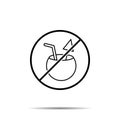 No coconut, cocktail icon. Simple thin line, outline vector of summer ban, prohibition, forbiddance icons for ui and ux, website Royalty Free Stock Photo