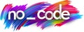 No code paper word sign with colorful spectrum paint brush strokes over white