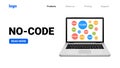 No code web platform low code cloud builder. Vector no code interface design web editor Royalty Free Stock Photo